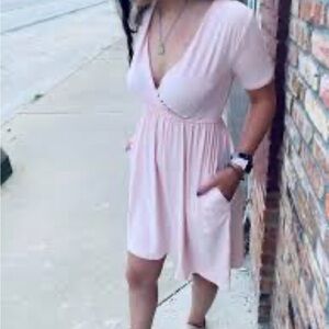 Chic Blush V-Neck Mini Dress